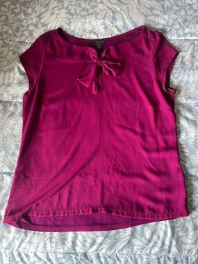 The Limited Fuchsia Tie-Front Cap Sleeve Blouse